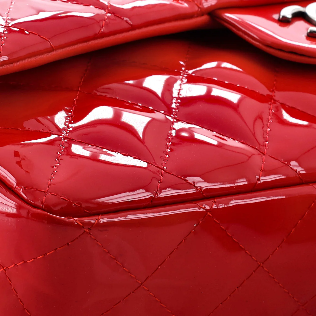 Classic Double Flap Bag Quilted Patent Jumbo - Deep Luxury