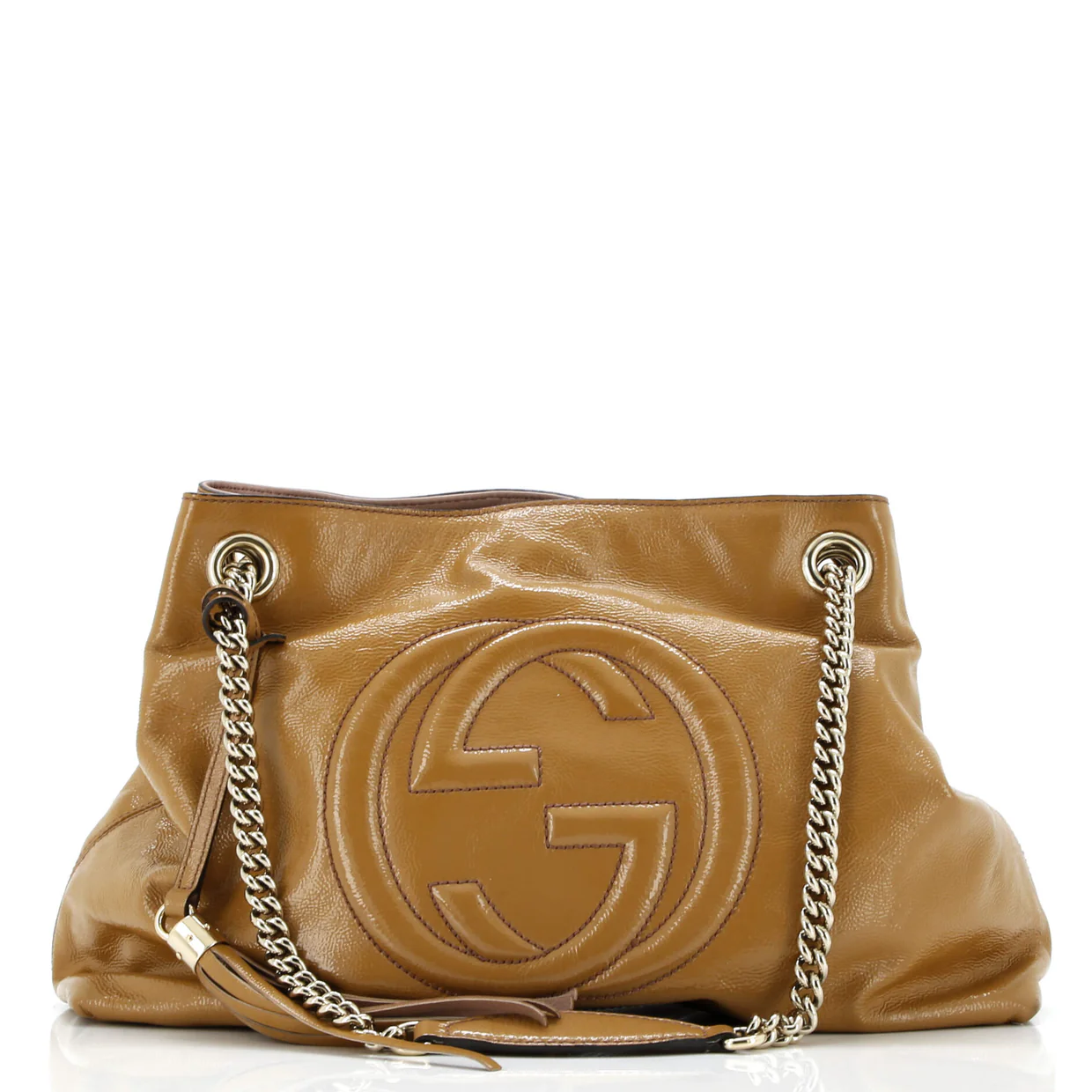 Soho Chain Strap Shoulder Bag Patent Medium - Deep Luxury