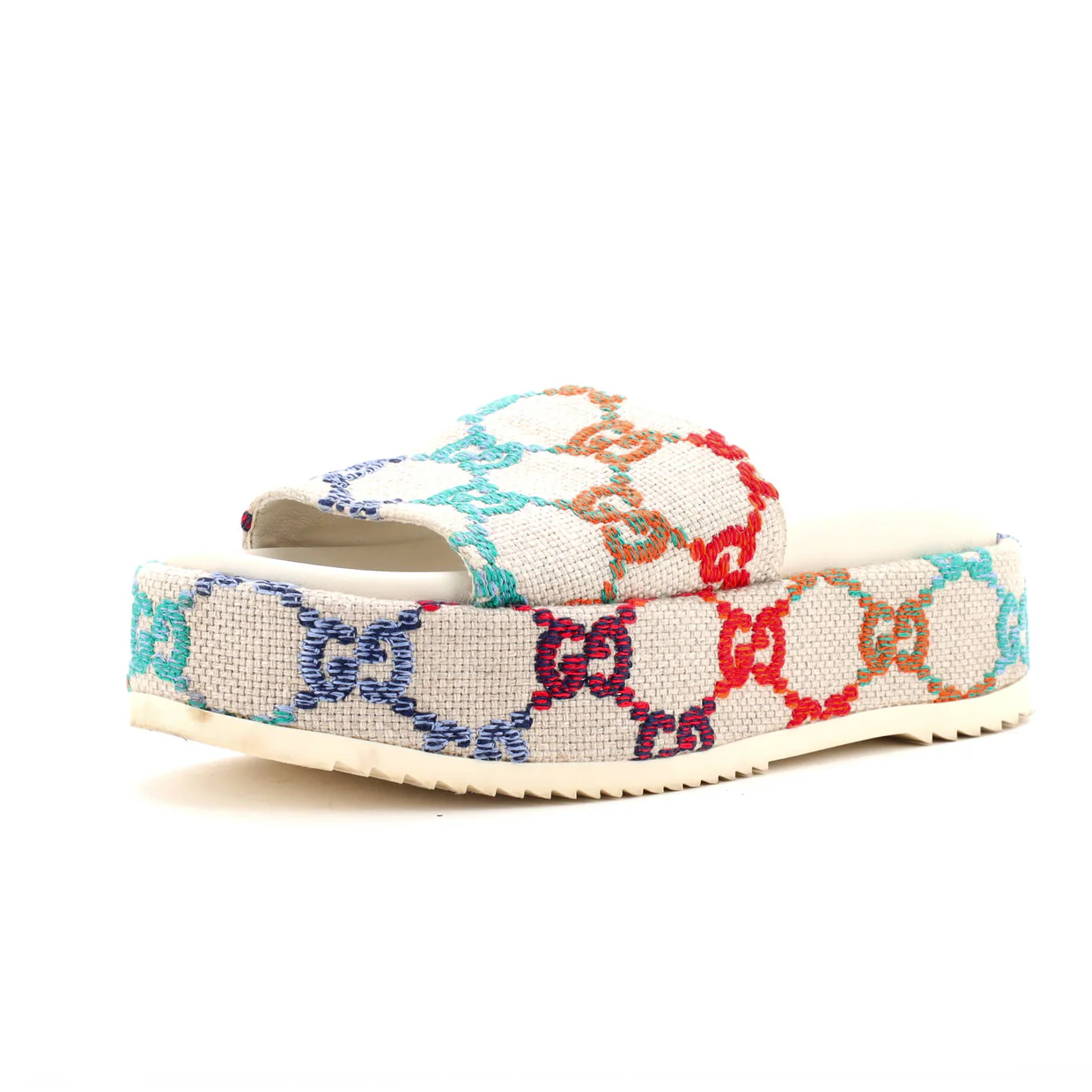 Women's Angelina Platform Slide Sandals Multicolor GG Linen - Deep Luxury