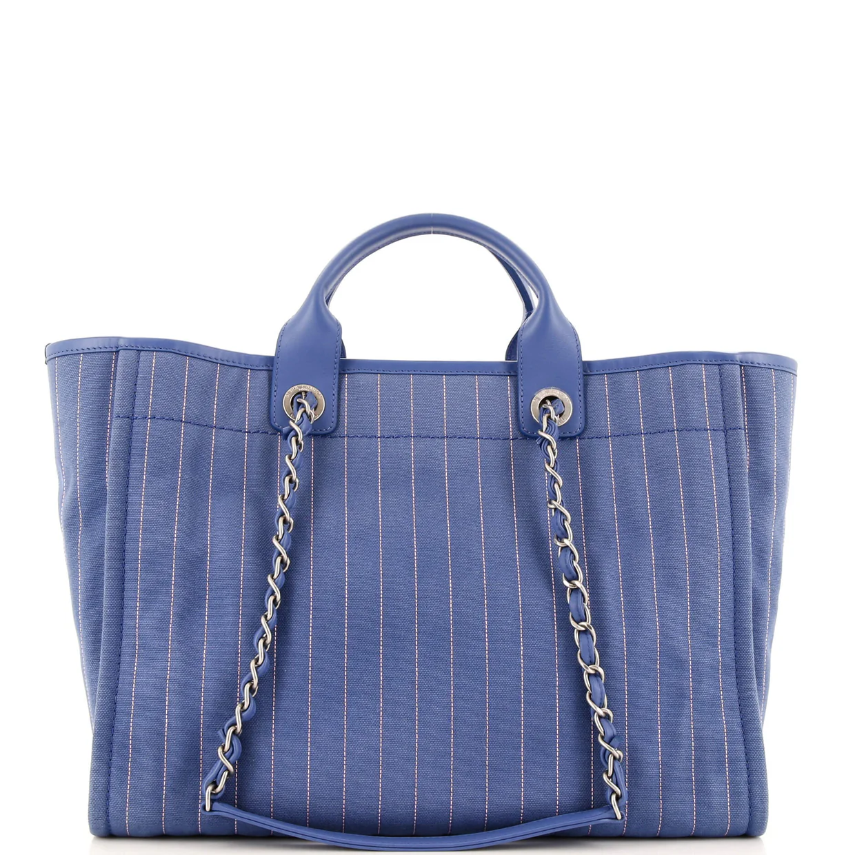 Deauville Tote Pinstripe Cotton Medium - Deep Luxury