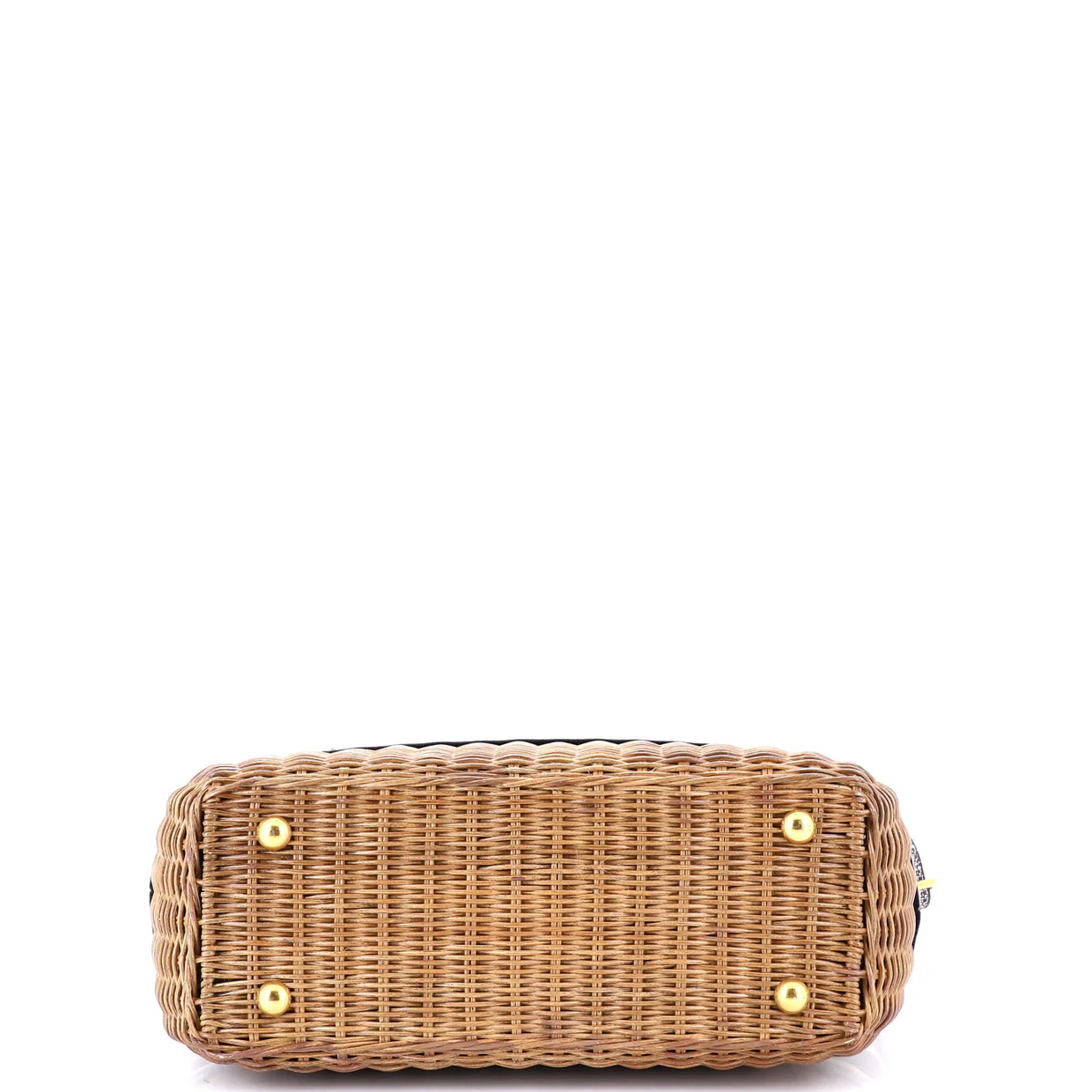 Basket Bag Wicker and Oblique Canvas Large - Deep Luxury