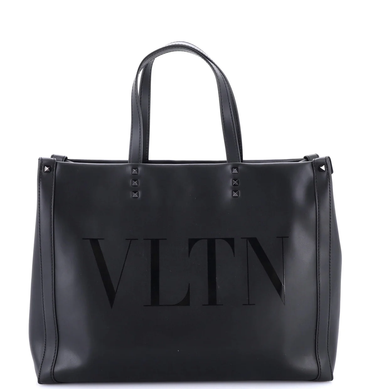 VLTN Rockstud Shopping Tote Embroidered Leather Large - Deep Luxury