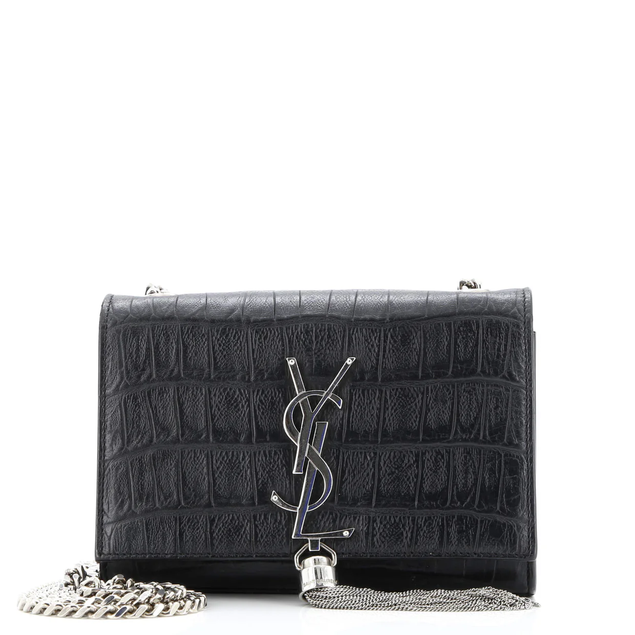 Classic Monogram Tassel Crossbody Bag Crocodile Embossed Leather Small - Deep Luxury