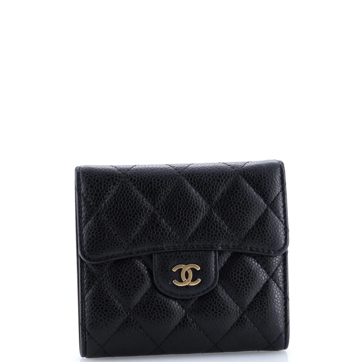 CC Compact Classic Flap Wallet Quilted Caviar - Deep Luxury