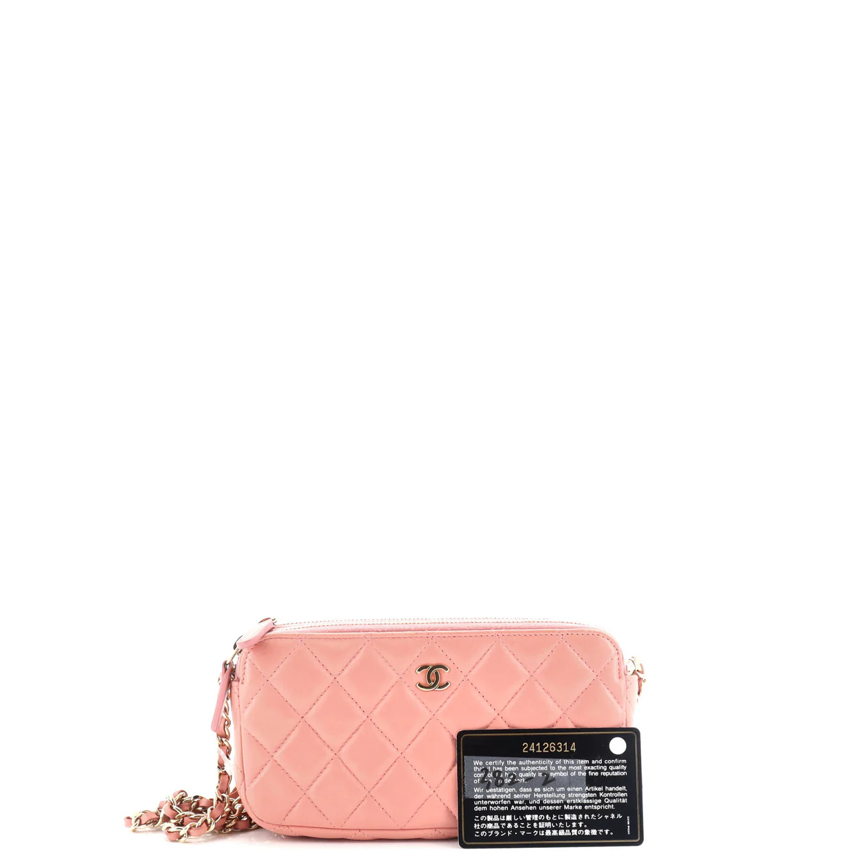 Double Zip Clutch with Chain Quilted Lambskin - Deep Luxury