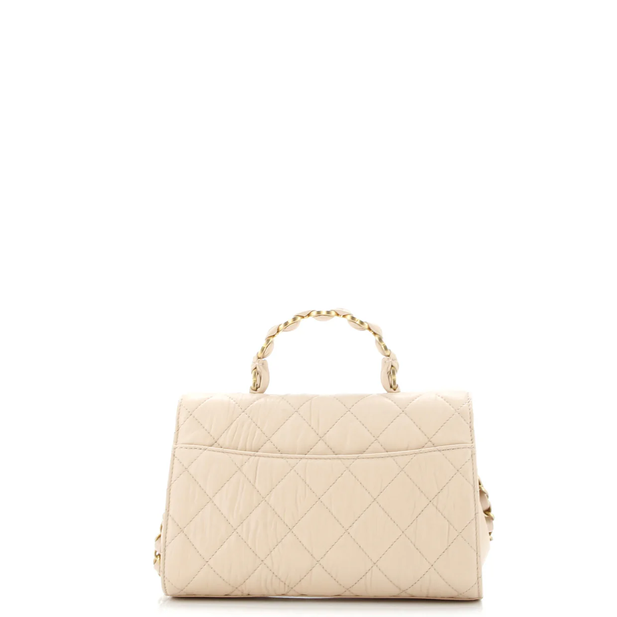 CC Links Top Handle Flap Bag Quilted Crumpled Lambskin Small - Deep Luxury