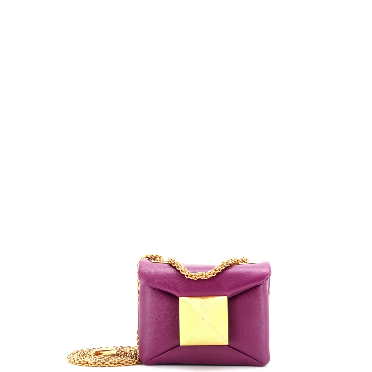 One Stud Chain Flap Bag Leather Micro - Deep Luxury