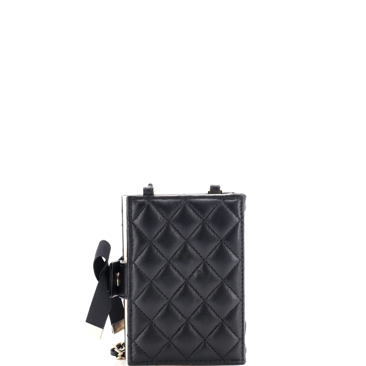 CC Book Card Holder with Chain Quilted Lambskin - Deep Luxury