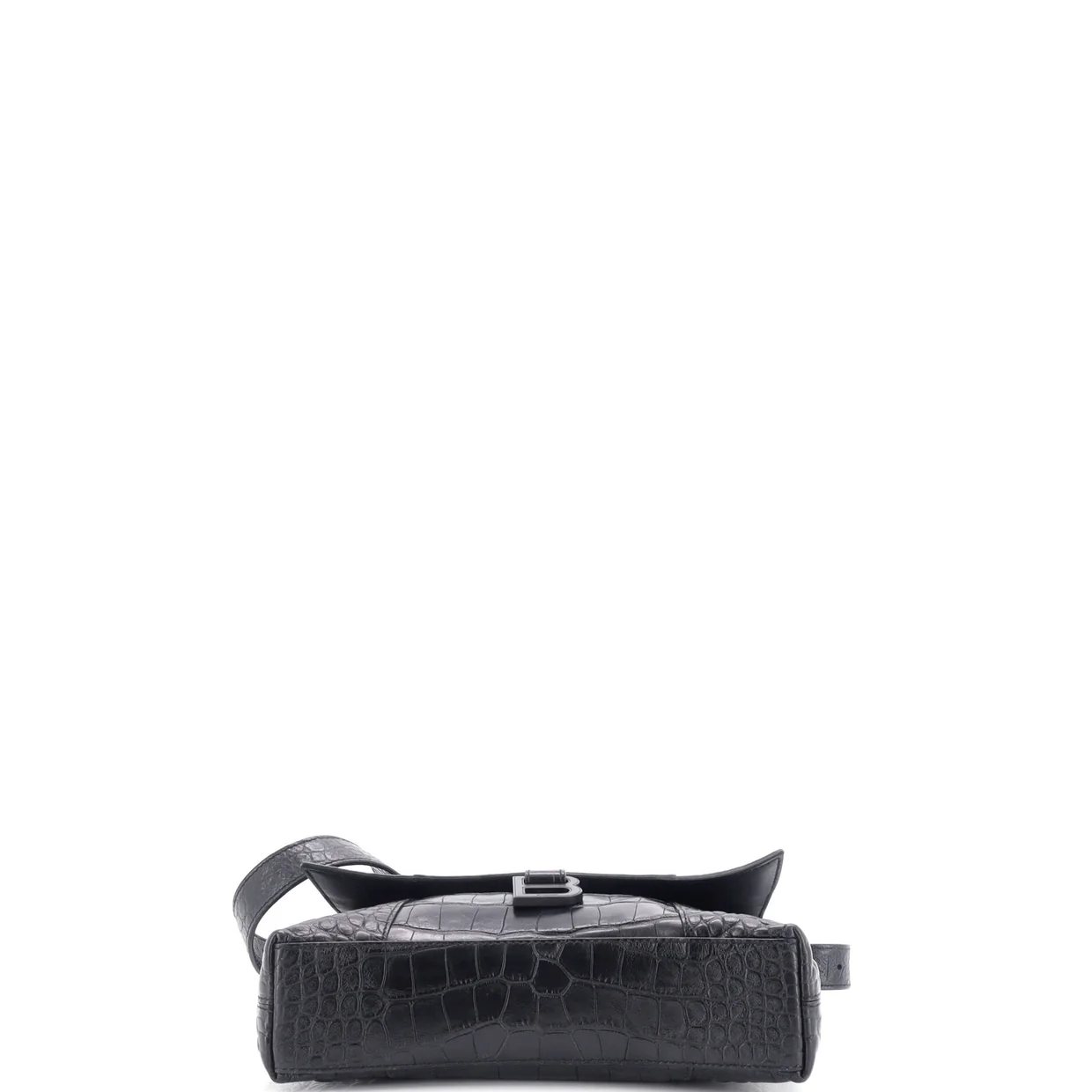 Hourglass Sling Shoulder Bag Crocodile Embossed Leather Small - Deep Luxury