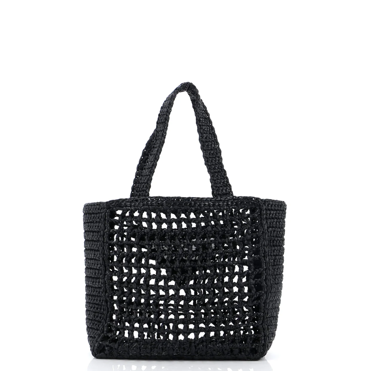 Triangle Logo Open Tote Raffia Small - Deep Luxury