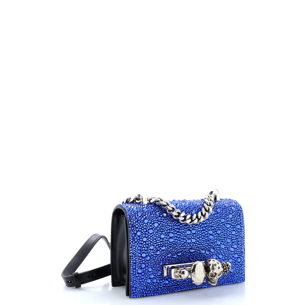 Jewelled Flap Satchel Crystal Embellished Studded Leather Mini - Deep Luxury