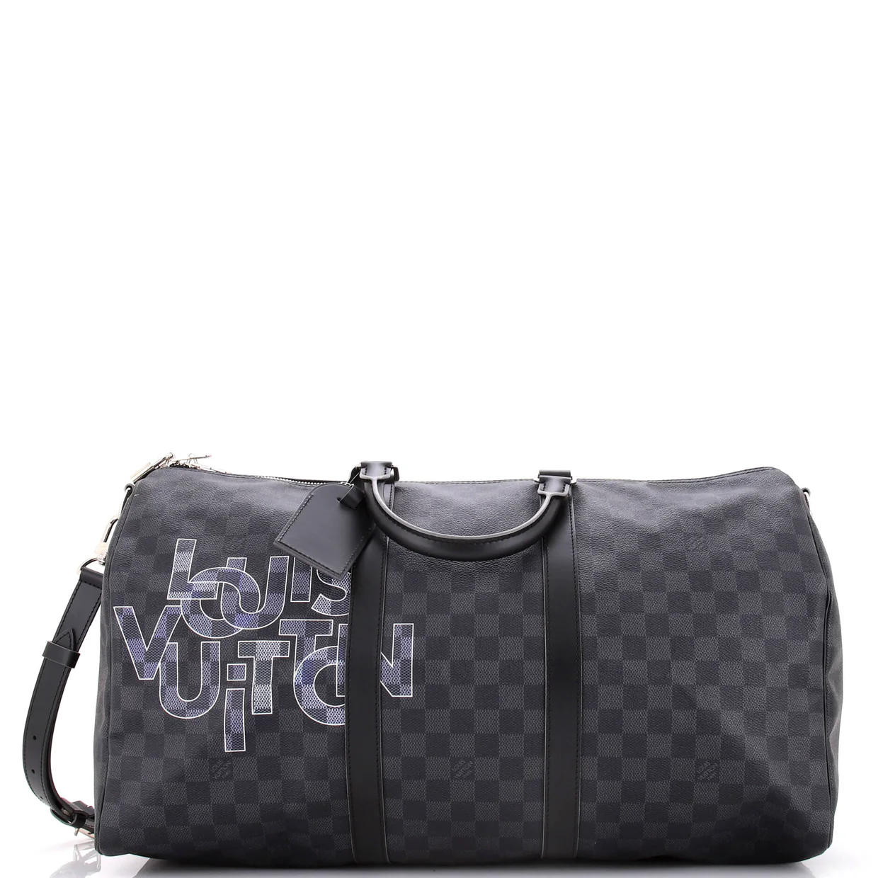 Keepall Bandouliere Bag Limited Edition Interlinked Logo Damier Graphite 50 - Deep Luxury