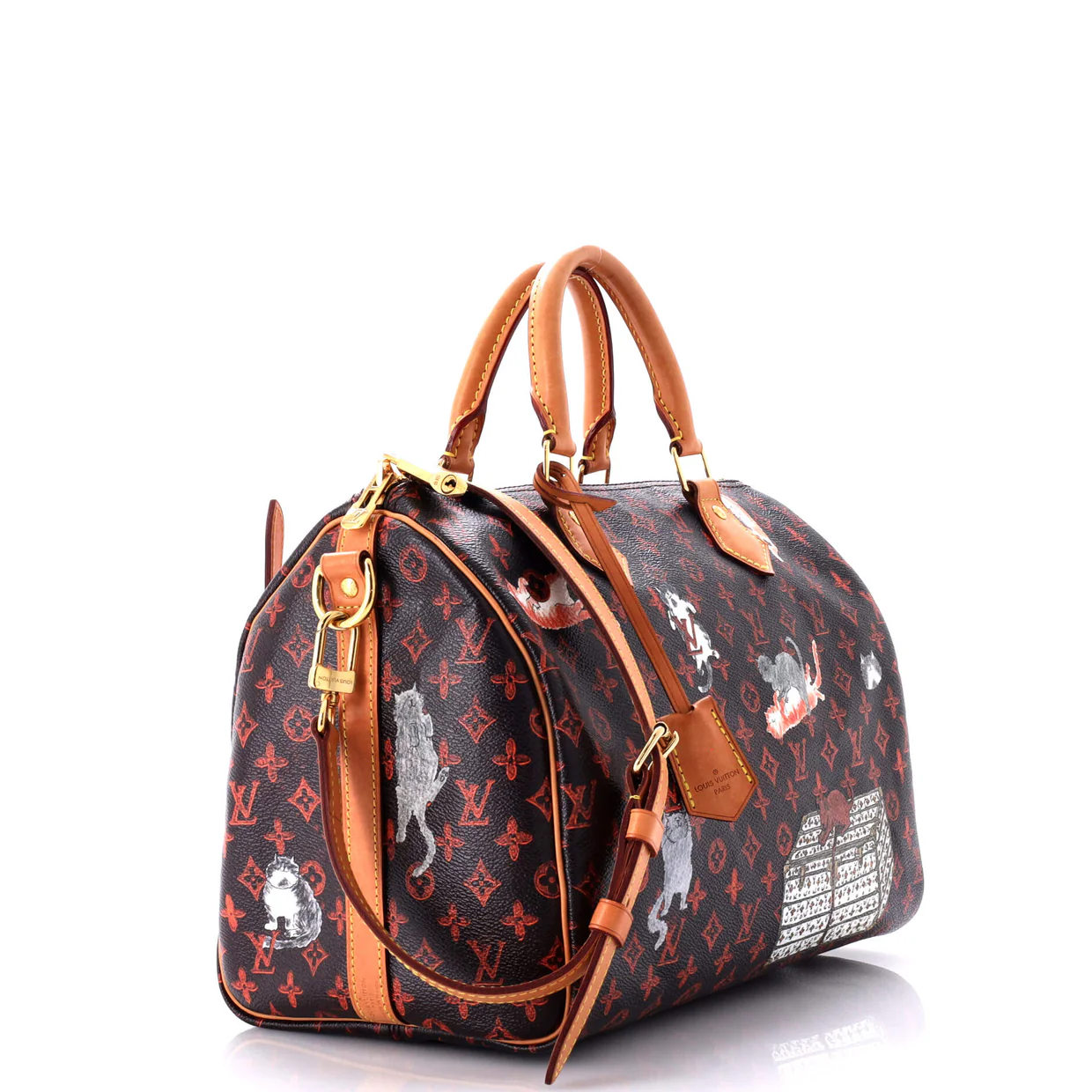 Speedy Bandouliere Bag Limited Edition Grace Coddington Catogram Canvas 30 - Deep Luxury