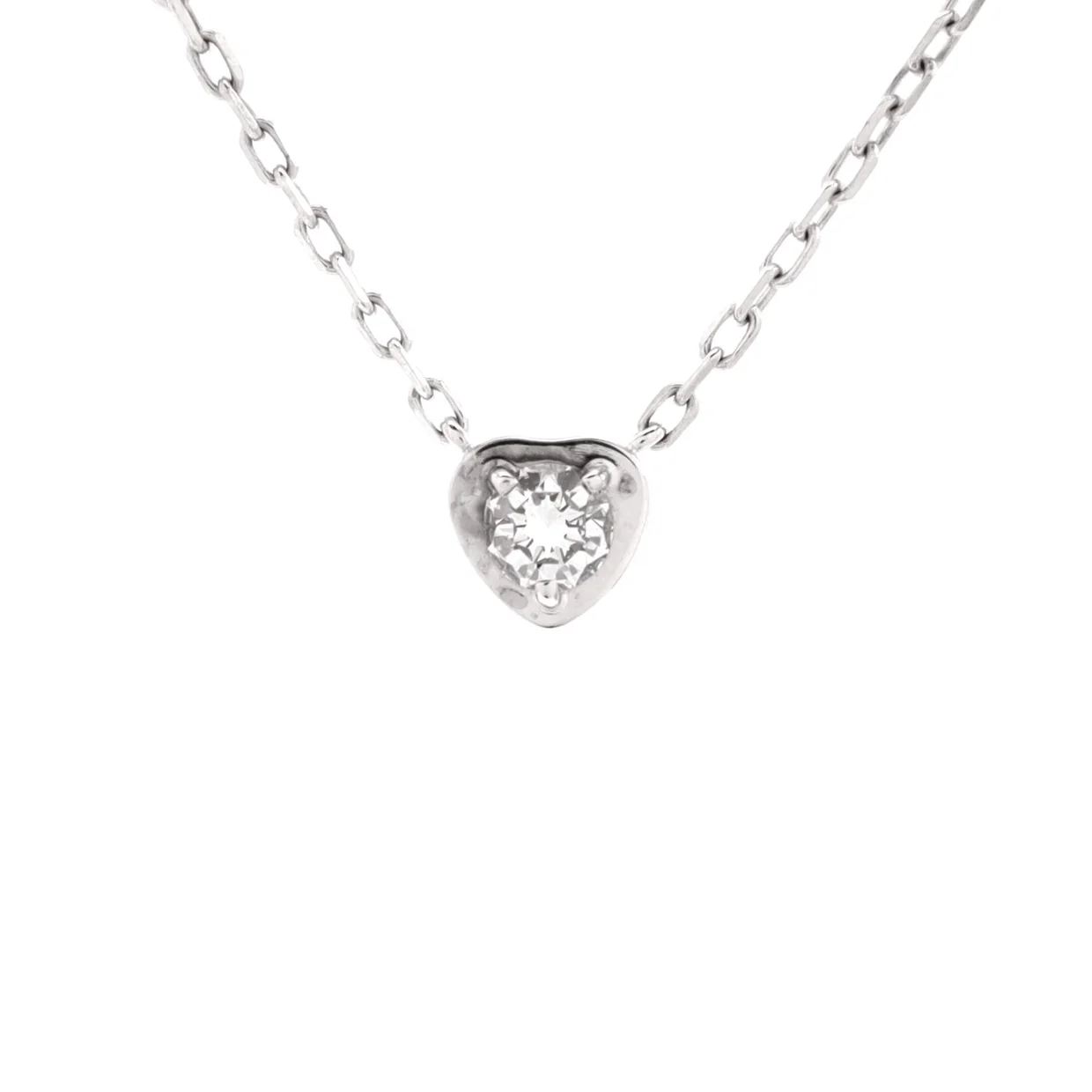 D'Amour Heart Pendant Necklace 18K White Gold with Diamond - Deep Luxury