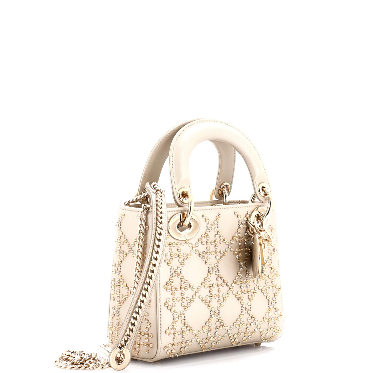 Lady Dior Chain Bag Crystal Embellished Cannage Quilt Leather Mini - Deep Luxury