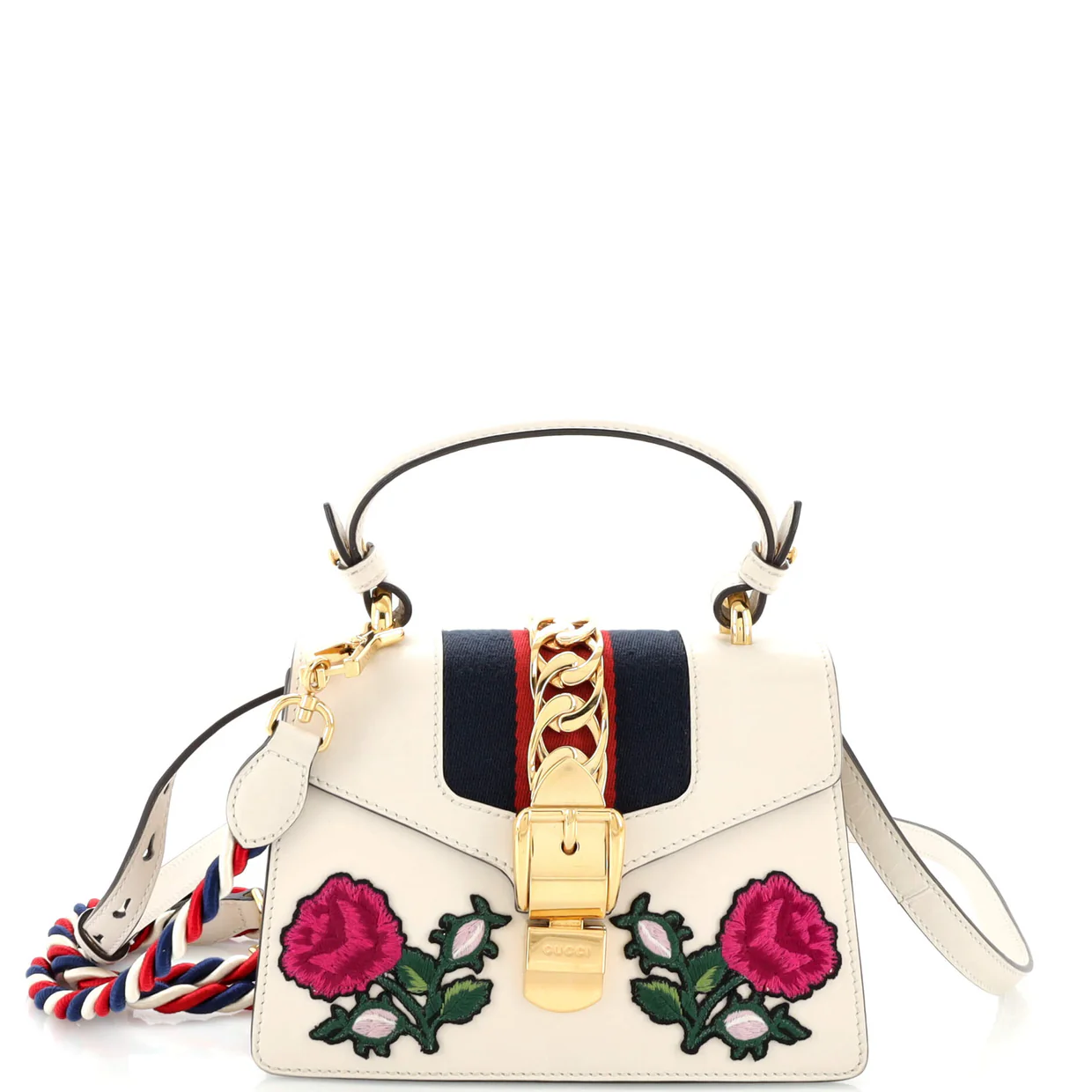 Sylvie Top Handle Bag Embroidered Leather Mini - Deep Luxury