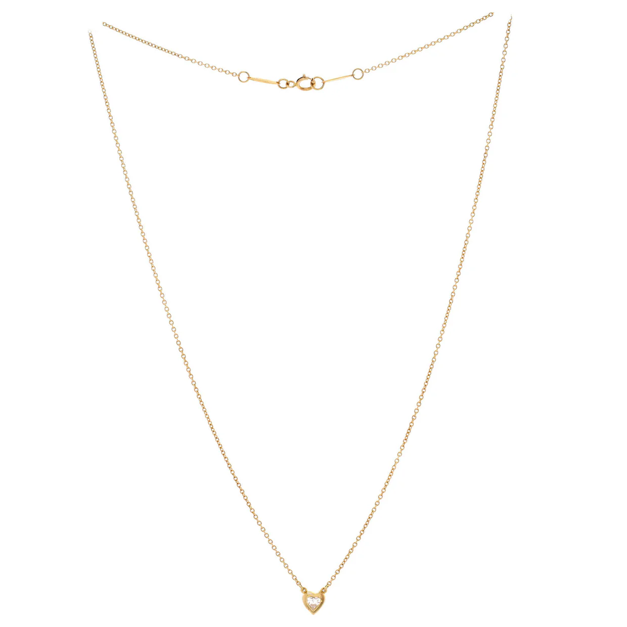 Elsa Peretti Diamonds By The Yard Heart Pendant Necklace 18K Yellow Gold and Diamond - Deep Luxury