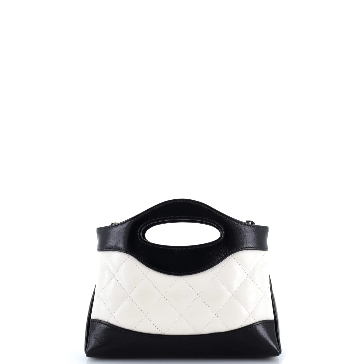 31 Shopping Bag Clutch with Chain Quilted Shiny Crumpled Calfskin Small - Deep Luxury