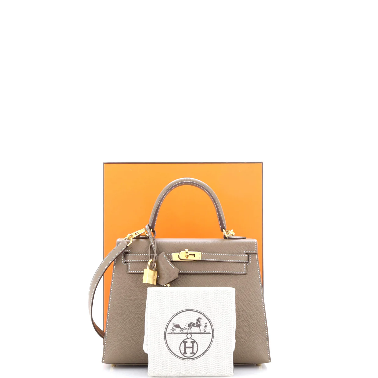 Kelly Handbag Grey Epsom with Gold Hardware 25 - Deep Luxury