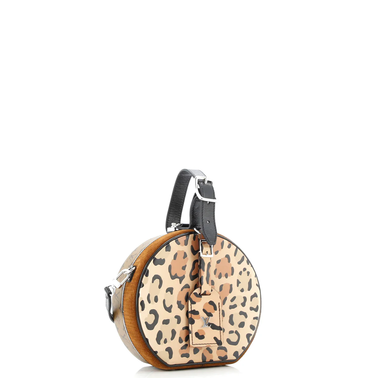 Petite Boite Chapeau Bag Reverse Monogram Canvas and Leopard Printed Leather - Deep Luxury