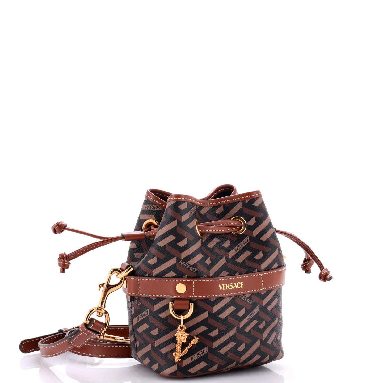 La Greca Bucket Bag Printed Coated Canvas Mini - Deep Luxury