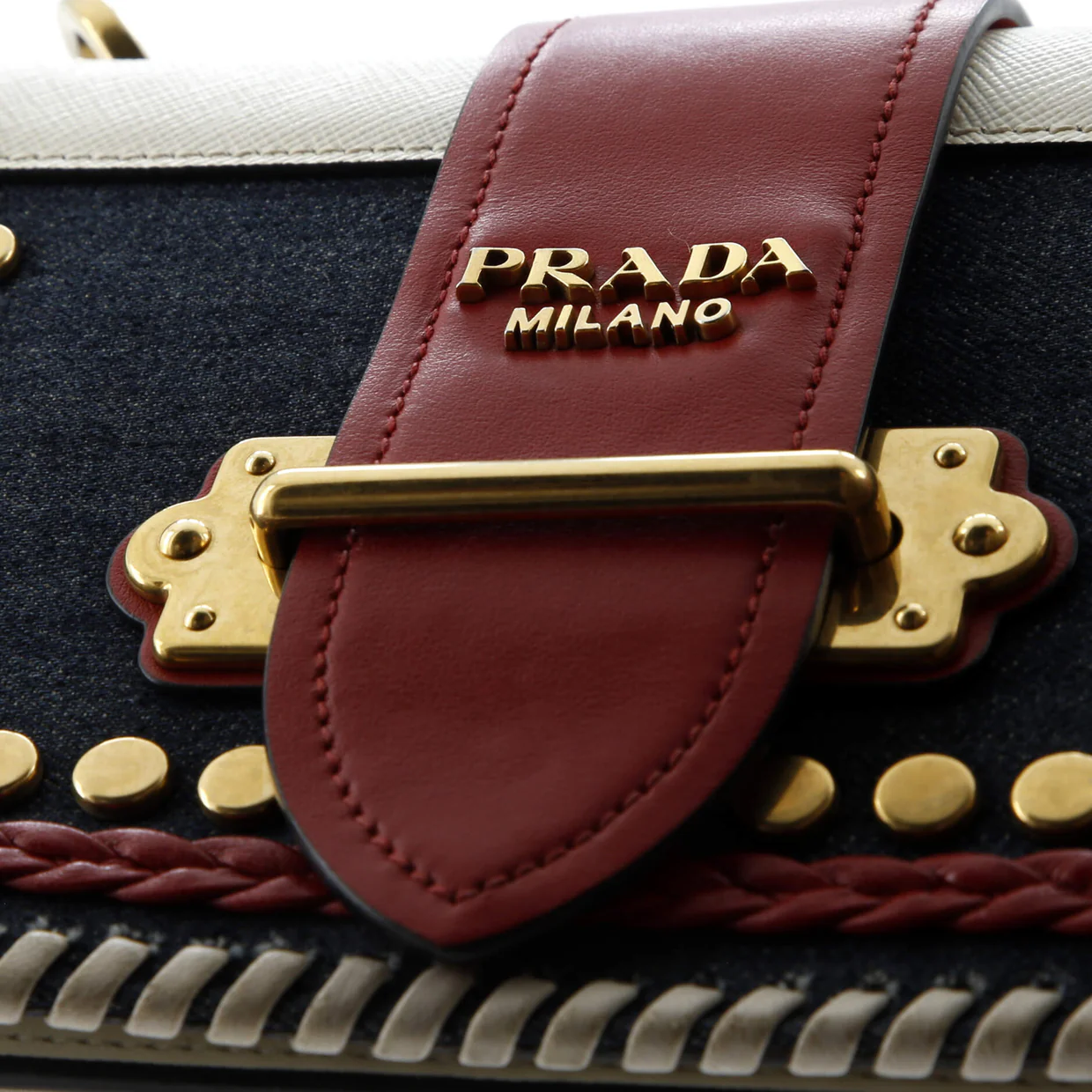 Cahier Crossbody Bag Embellished Denim and Leather Small - Deep Luxury