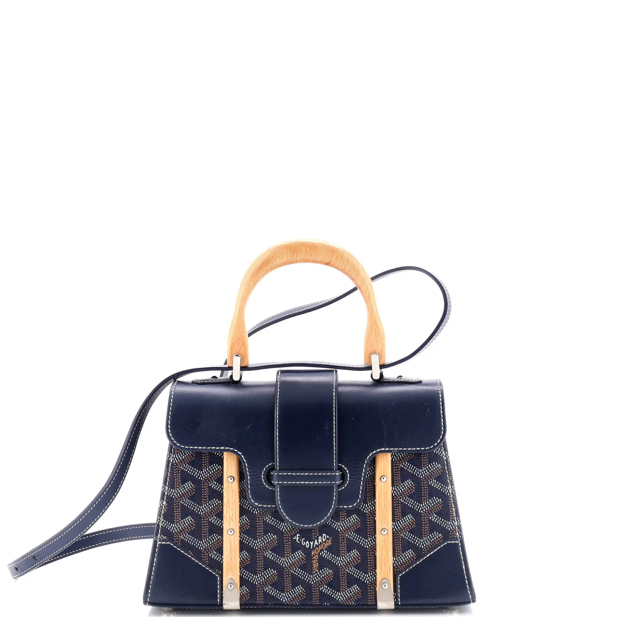 Structured Saigon Top Handle Bag Coated Canvas with Leather Mini - Deep Luxury