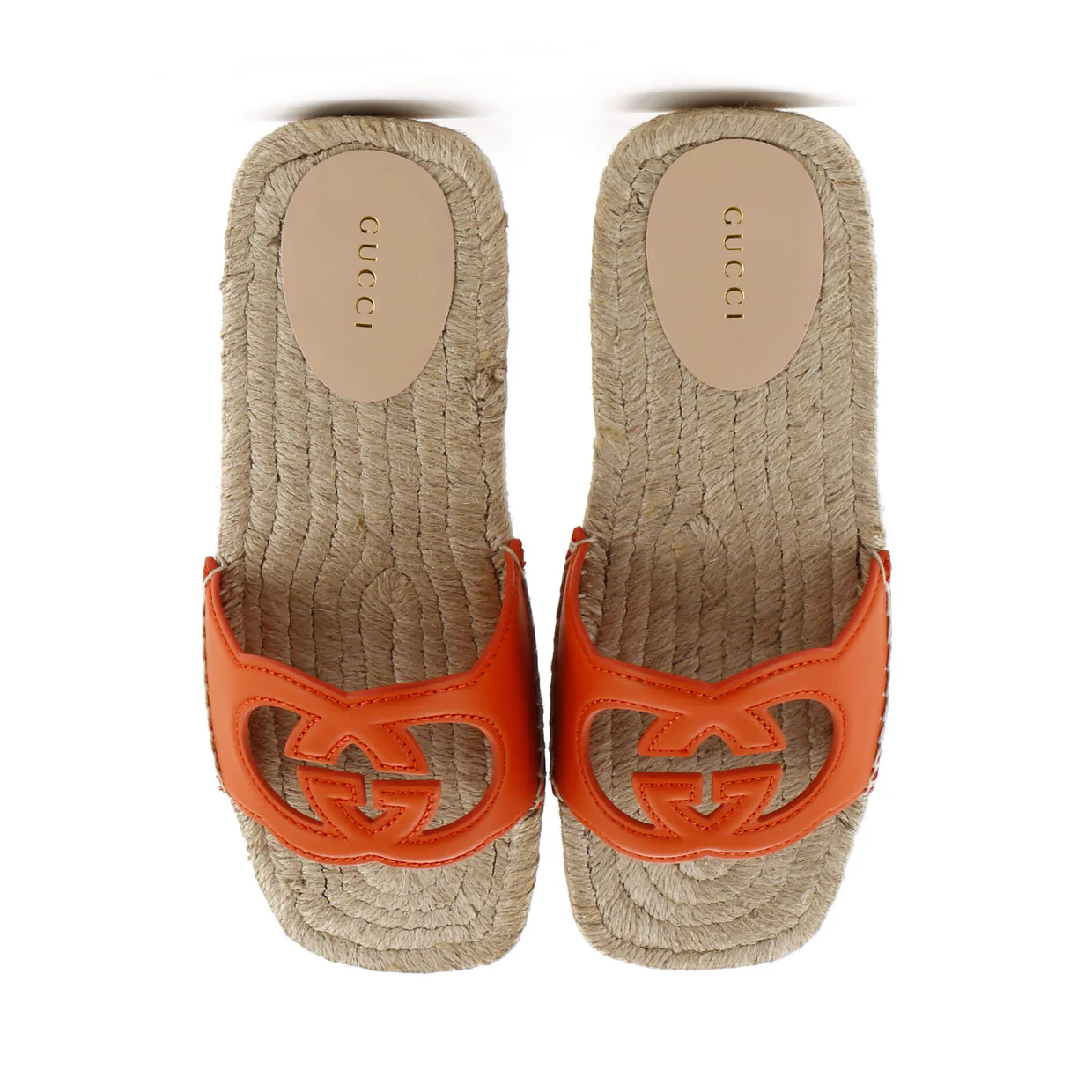 Women's Interlocking G Cut-Out Espadrille Slide Sandals Leather - Deep Luxury