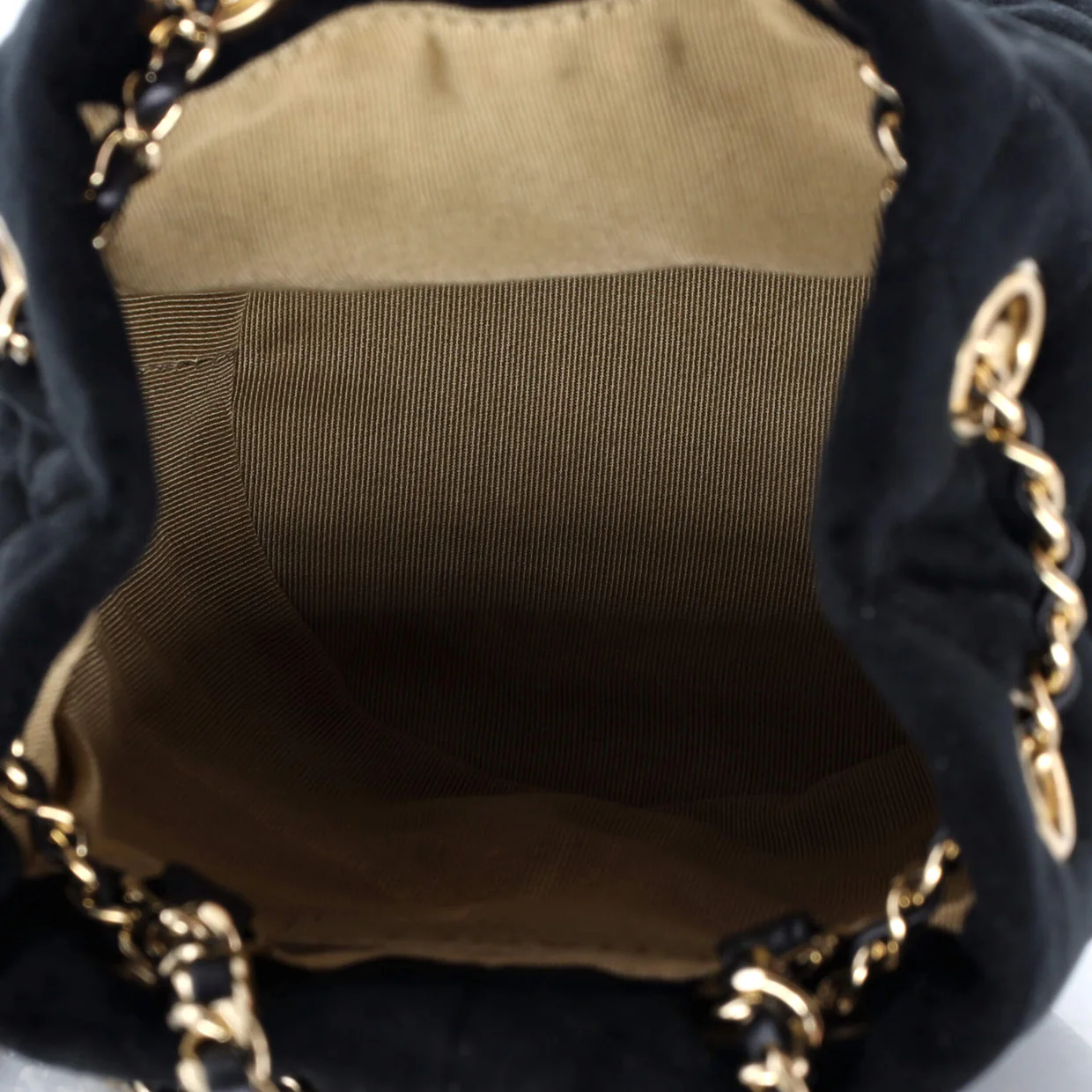 Pearl Crush Drawstring Bucket Bag Quilted Velvet with Crystals - Deep Luxury