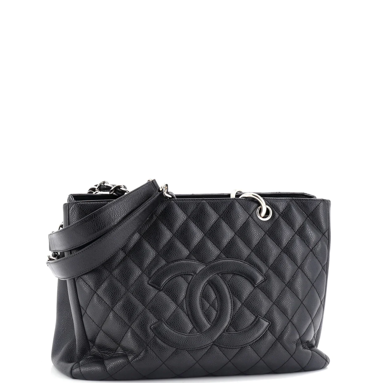 Grand Shopping Tote Quilted Caviar - Deep Luxury