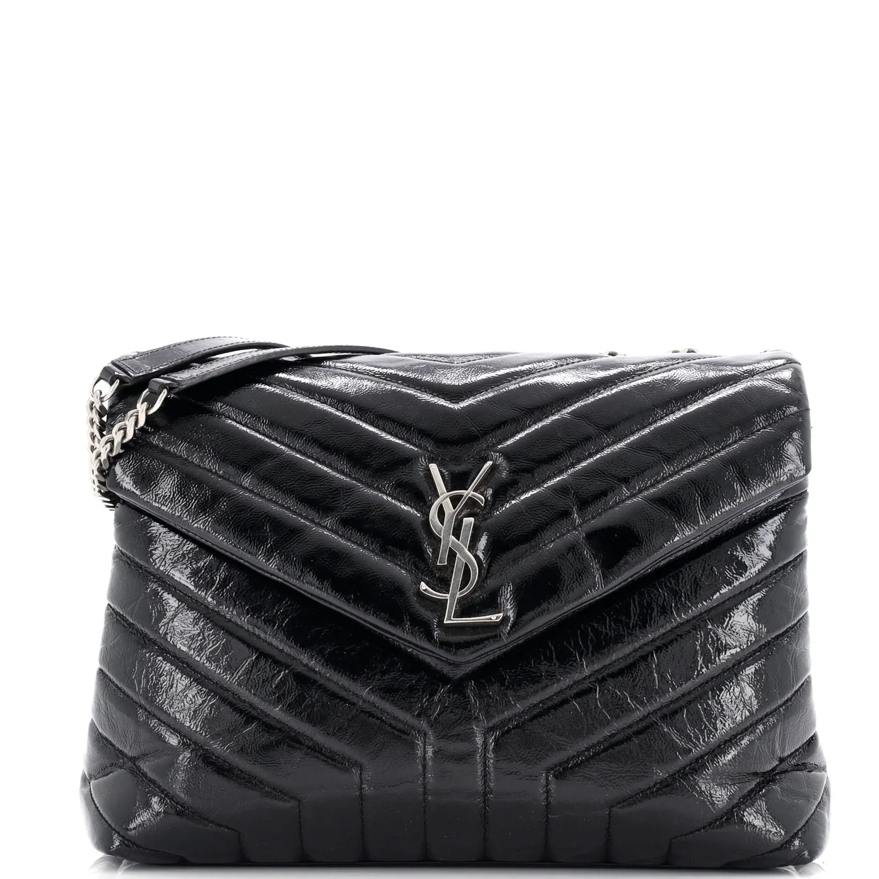 Loulou Shoulder Bag Matelasse Chevron Leather Medium - Deep Luxury