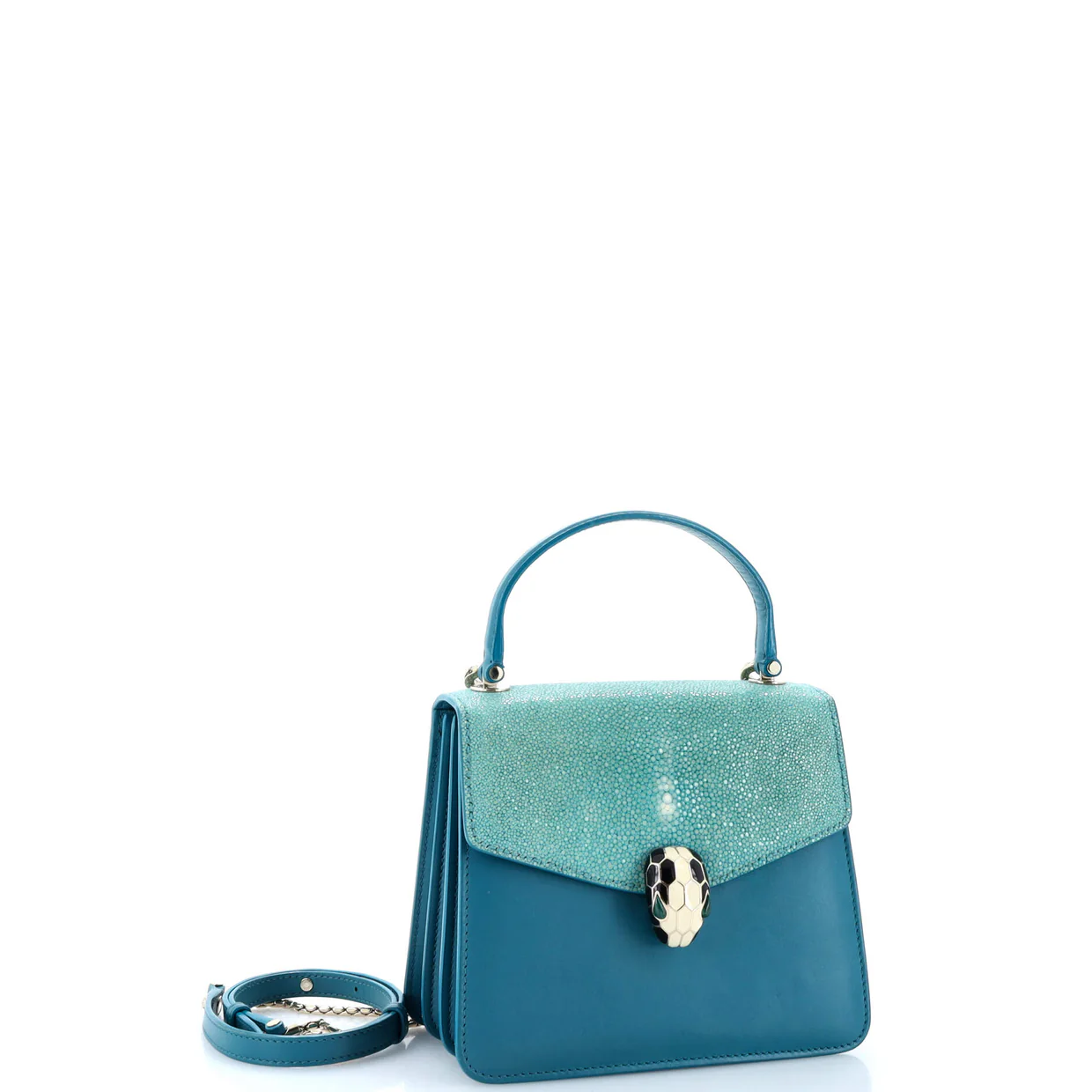 Serpenti Forever Top Handle Bag Leather and Stingray Small - Deep Luxury