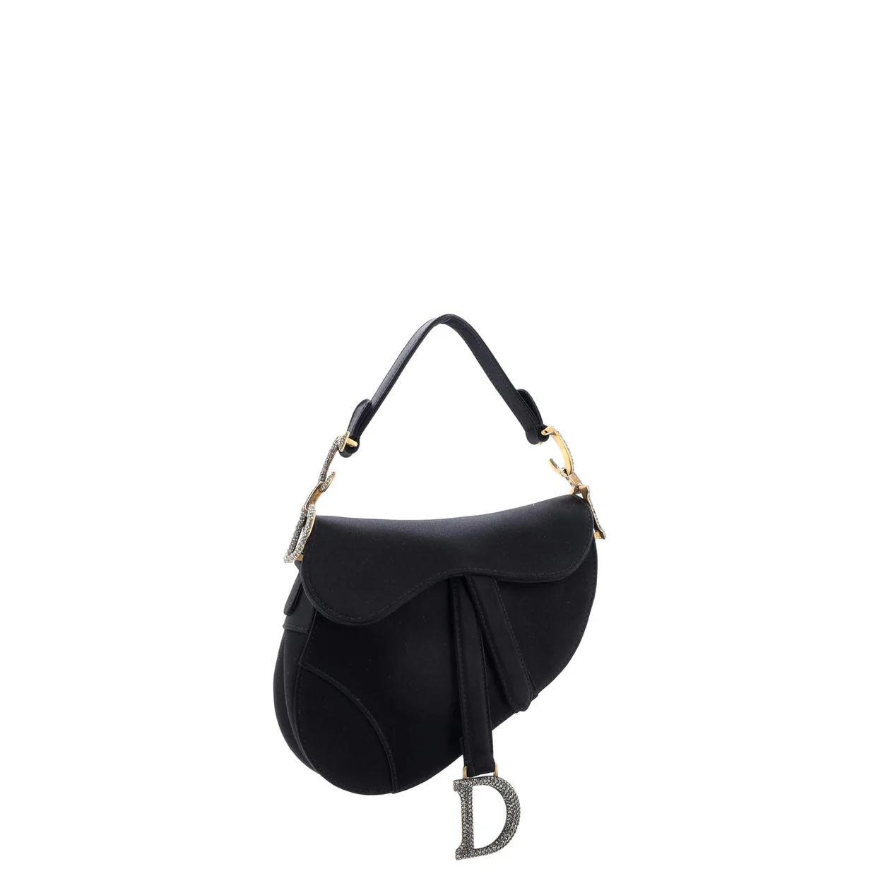 Saddle Handbag Satin with Crystals Mini - Deep Luxury