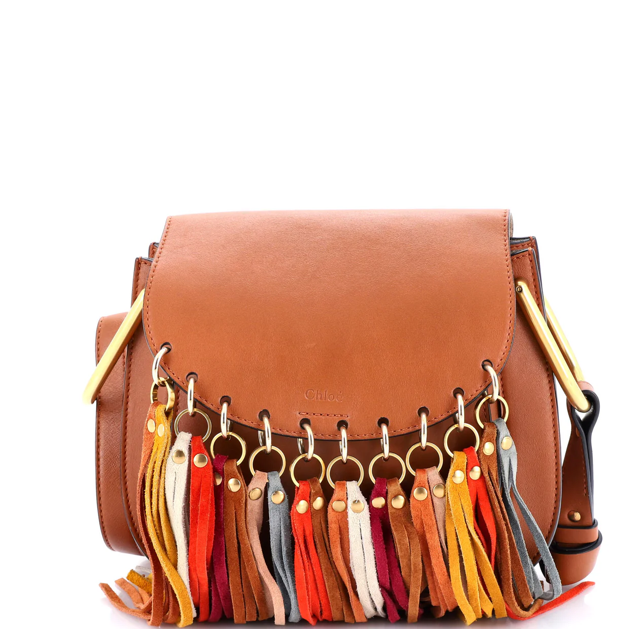Multicolor Fringe Hudson Bag Leather Small - Deep Luxury
