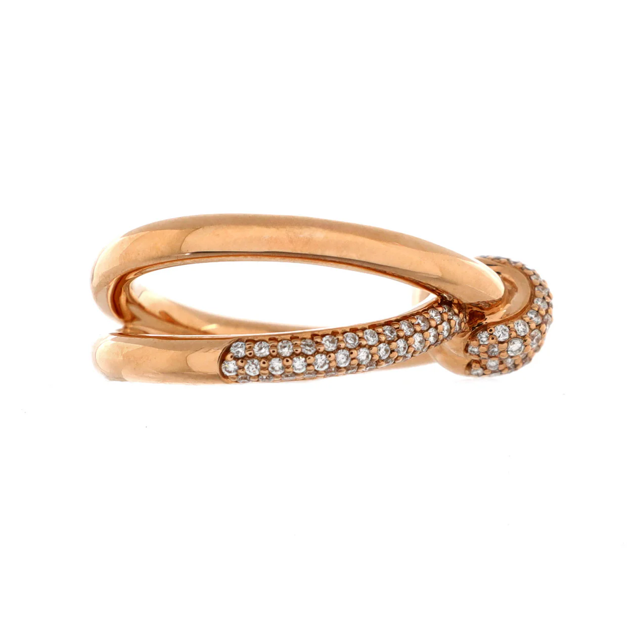Double Row Knot Ring 18K Rose Gold with Diamonds - Deep Luxury