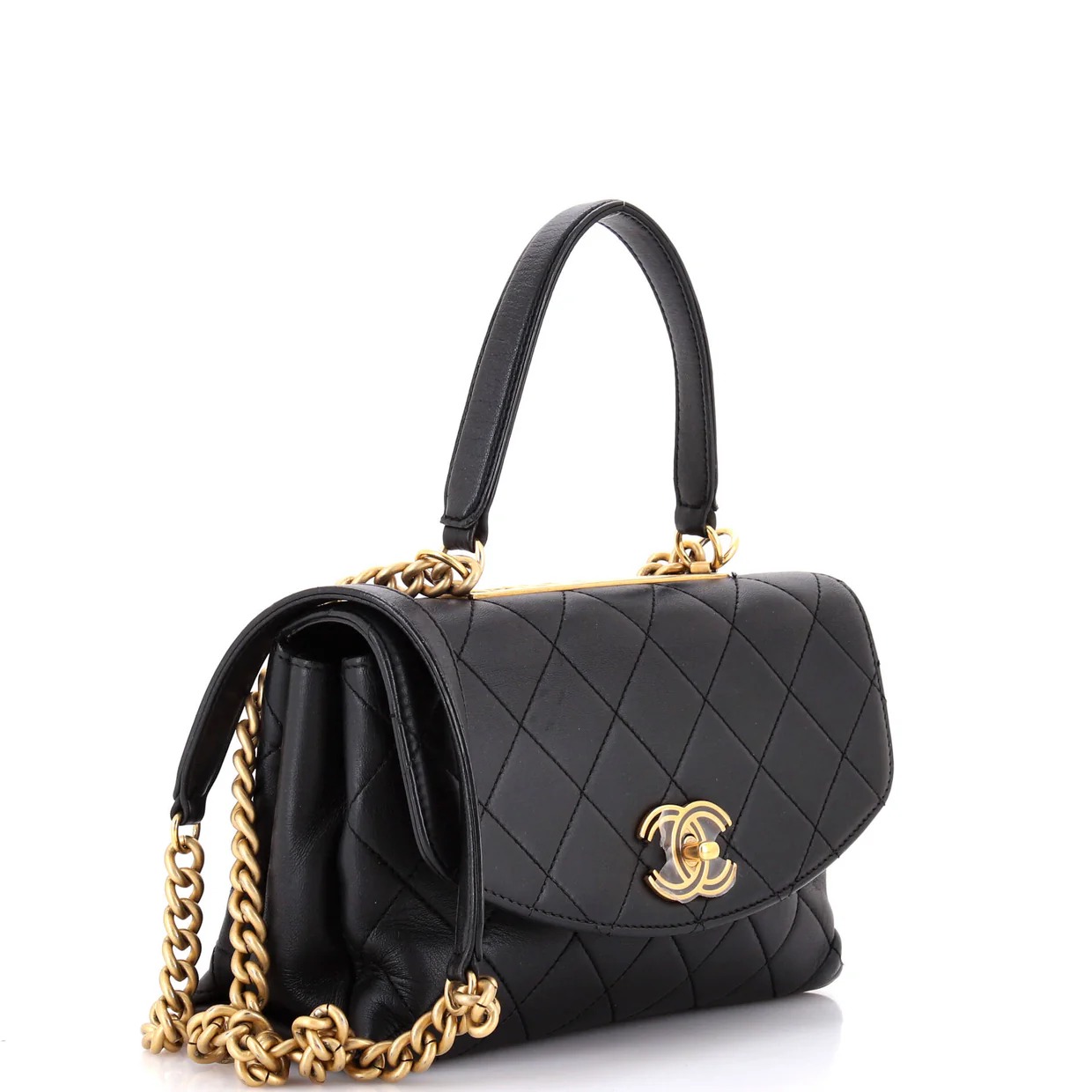 Trendy Spirit Top Handle Bag Quilted Lambskin Medium - Deep Luxury