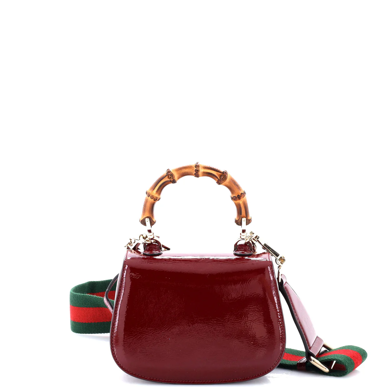 Bamboo 1947 Logo Top Handle Bag Embossed Patent Mini - Deep Luxury