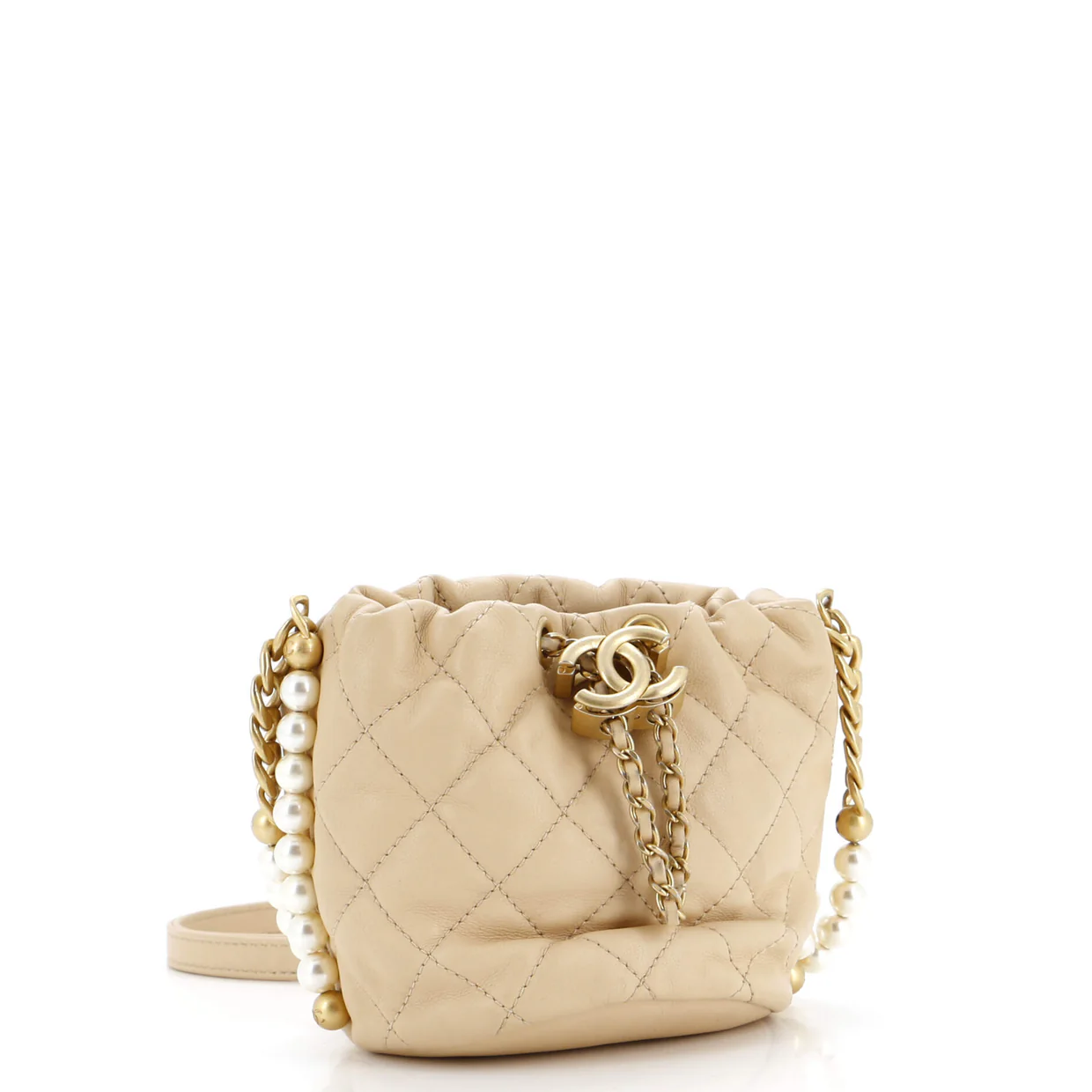About Pearls Bucket Bag Quilted Calfskin Mini - Deep Luxury