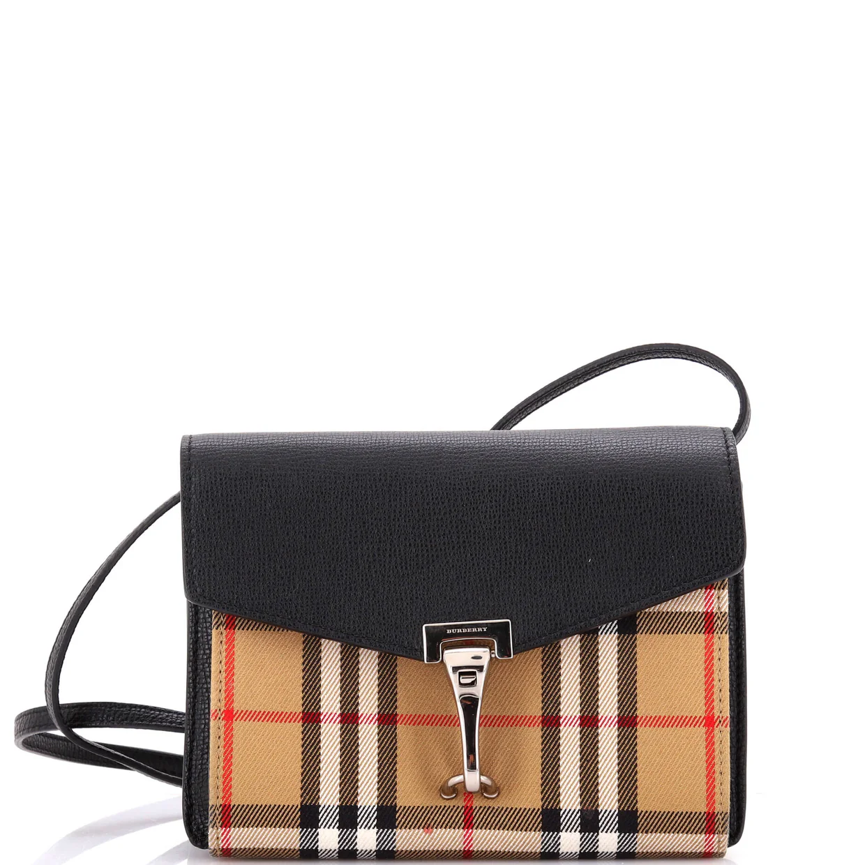 Macken Crossbody Bag Leather and Vintage Check Canvas Baby - Deep Luxury
