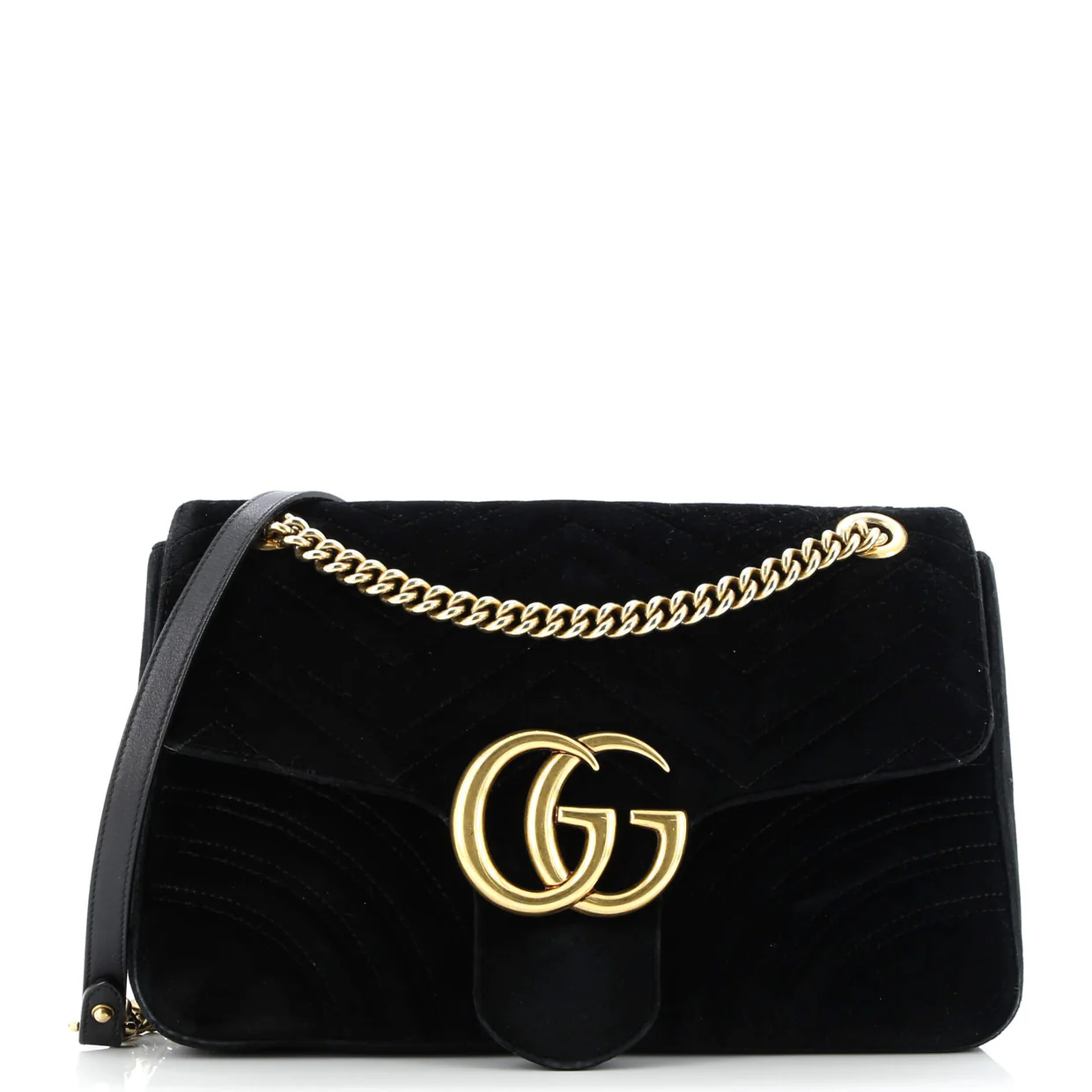 GG Marmont Flap Bag Matelasse Velvet Medium - Deep Luxury