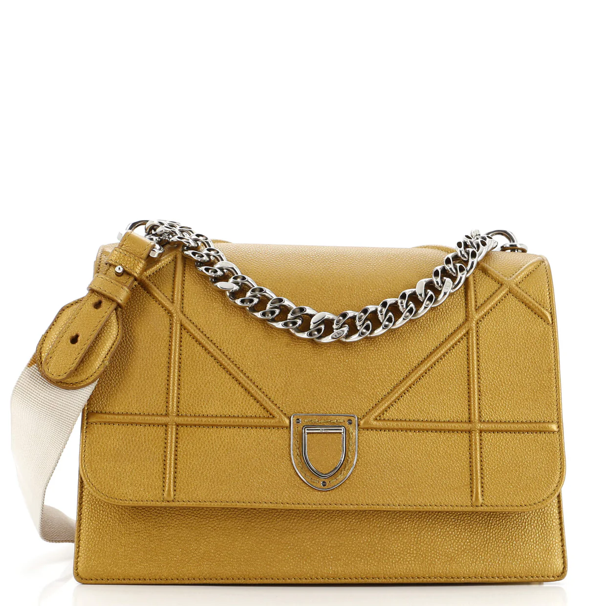 Diorama Chain Satchel Grained Leather Large - Deep Luxury