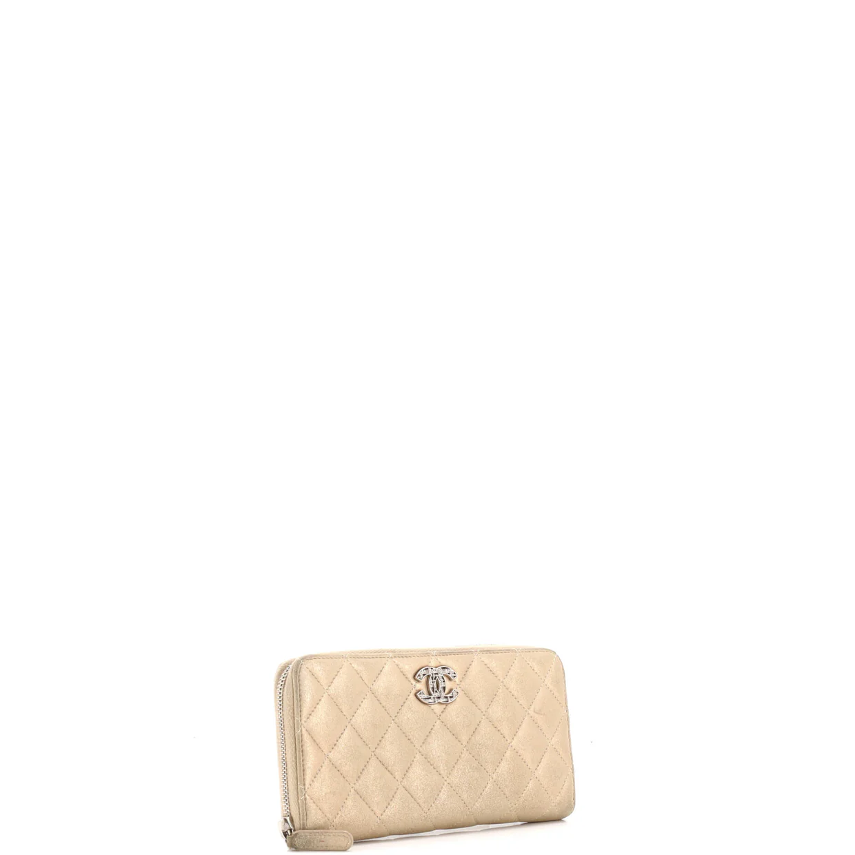 Zip Around Wallet Quilted Metallic Lambskin Long - Deep Luxury