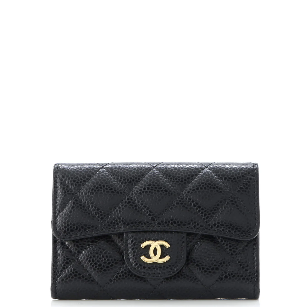 Classic Flap Card Case Quilted Caviar - Deep Luxury