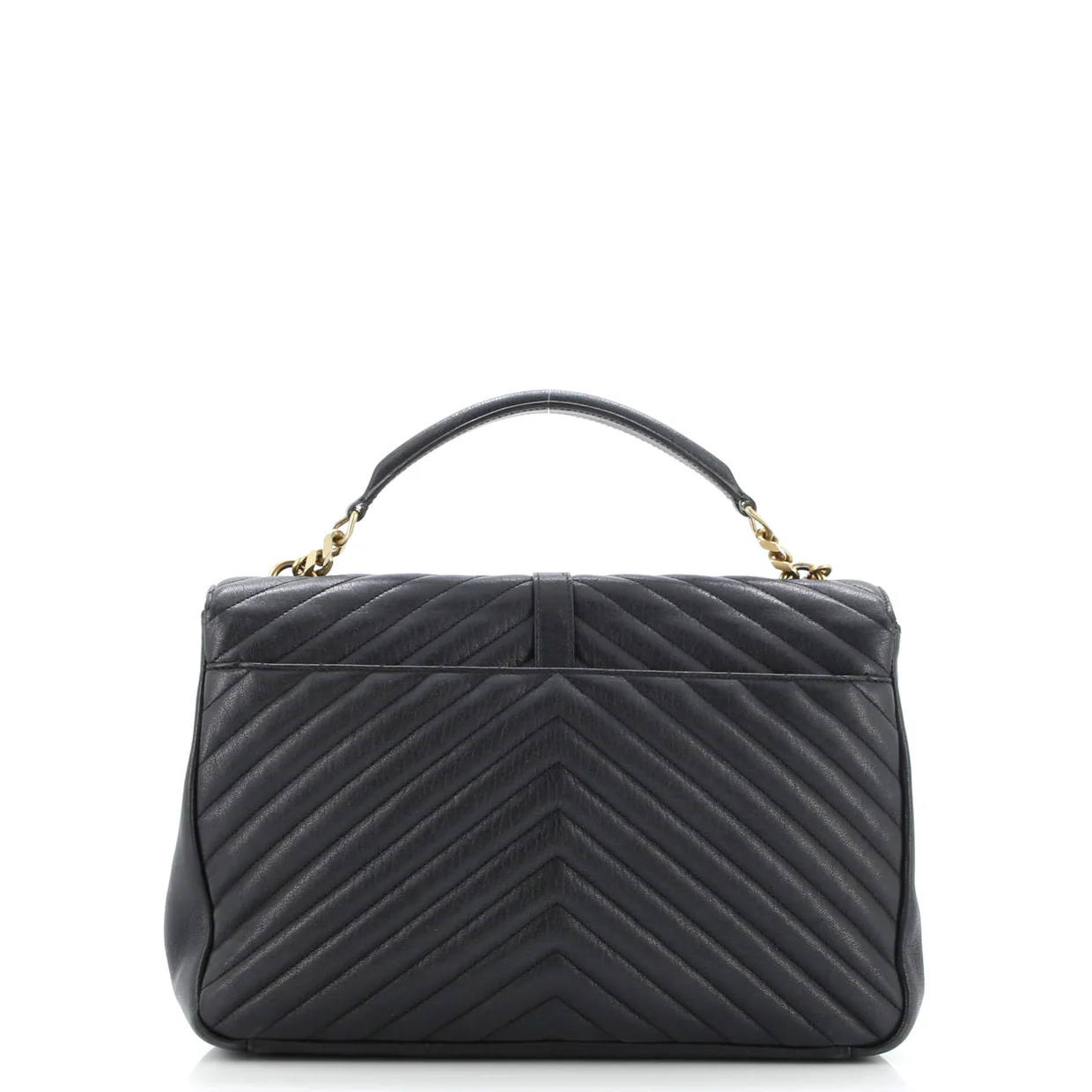 Classic Monogram College Bag Matelasse Chevron Leather Large - Deep Luxury