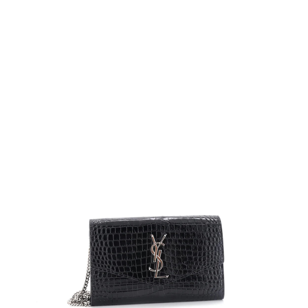 Classic Monogram Wallet on Chain Crocodile Embossed Leather - Deep Luxury