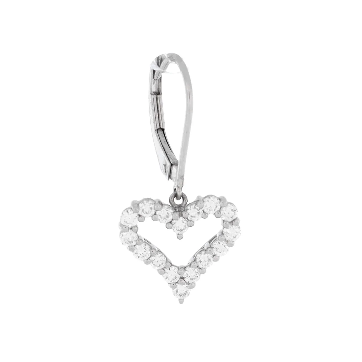Heart Drop Earrings Platinum with Diamonds - Deep Luxury