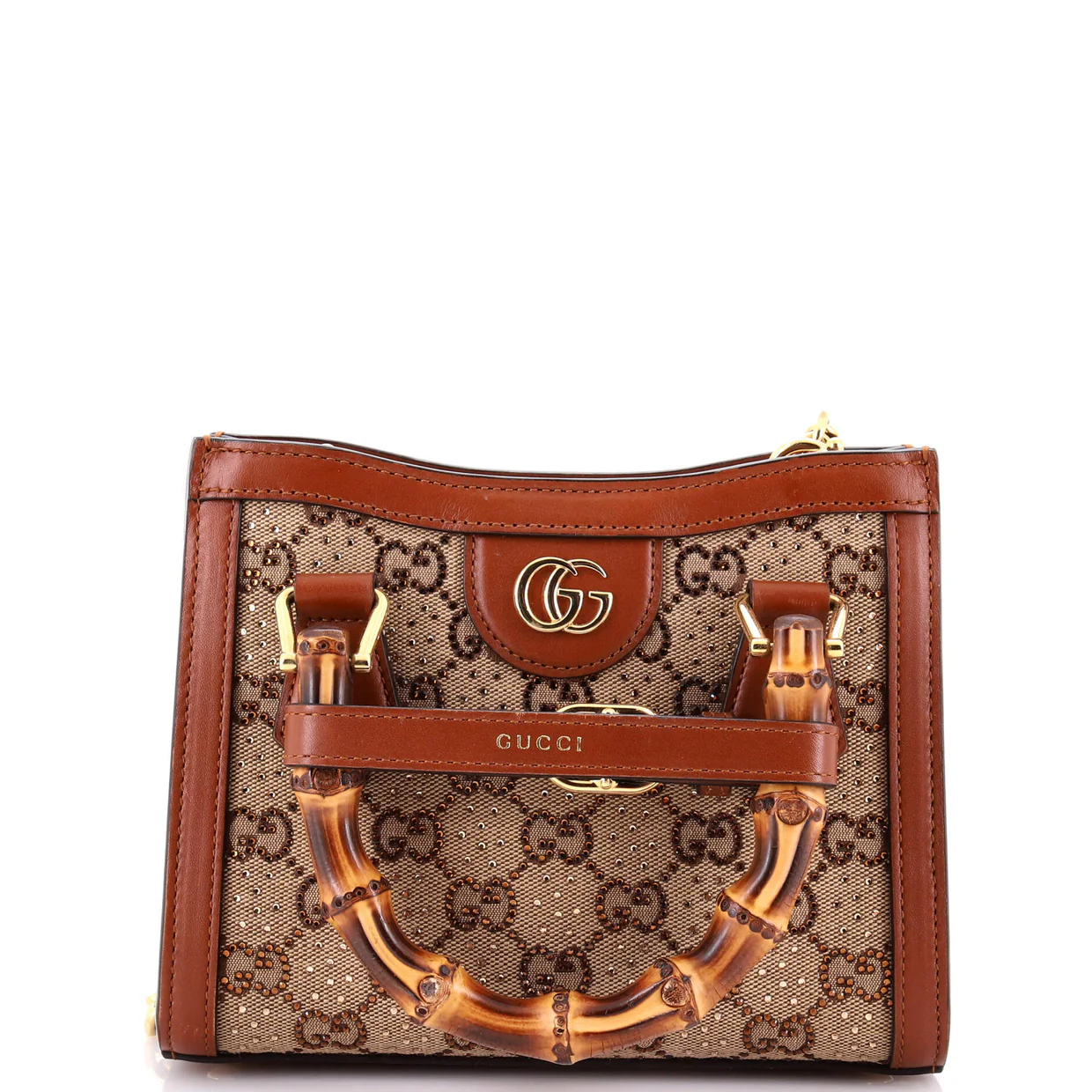 Diana NM Bamboo Handle Tote Crystal Embellished GG Canvas Mini - Deep Luxury