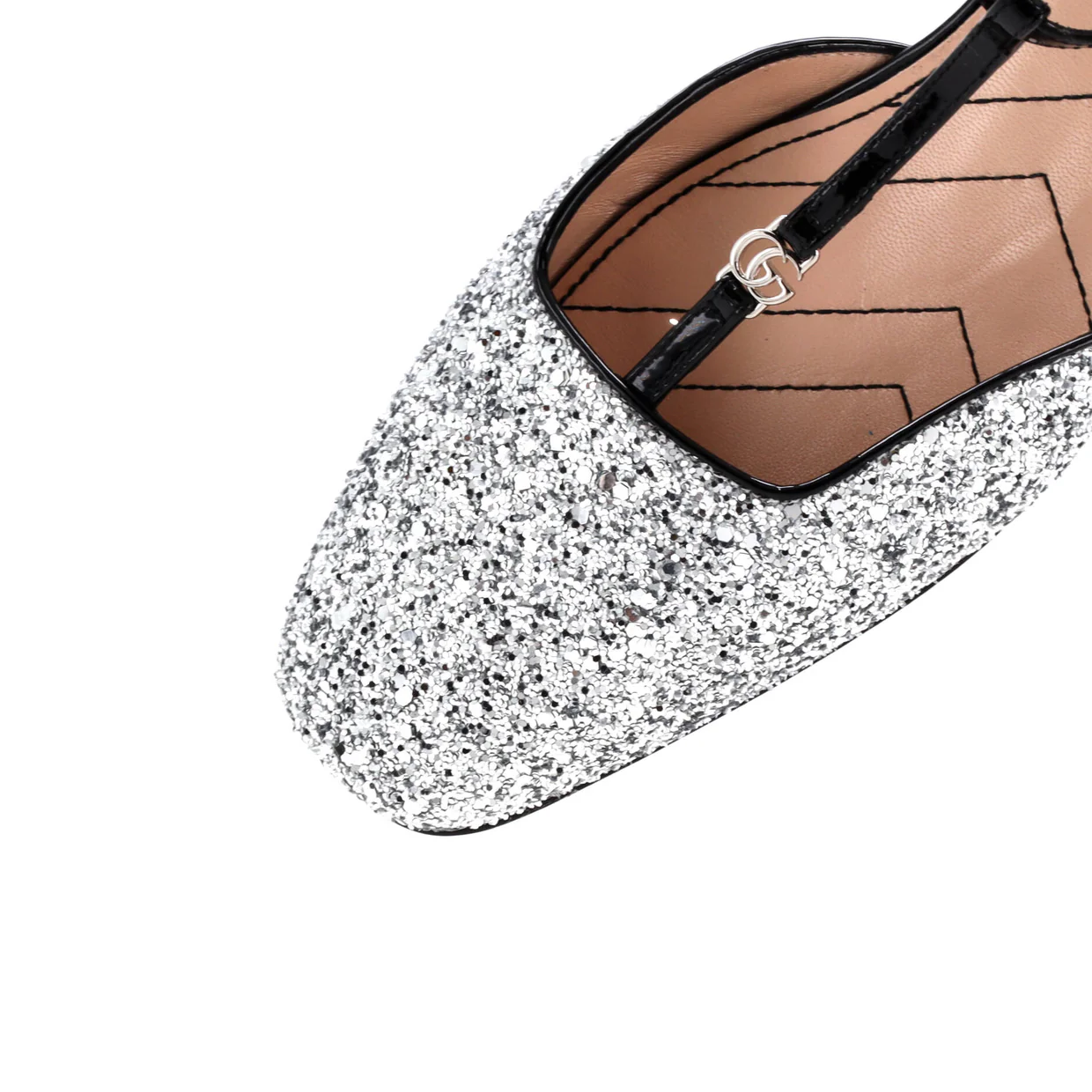 Women's GG Slingback Flats Glitter and Patent - Deep Luxury