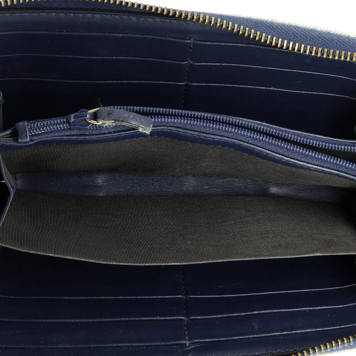 GG Marmont Zip Around Wallet Embroidered Matelasse Denim - Deep Luxury