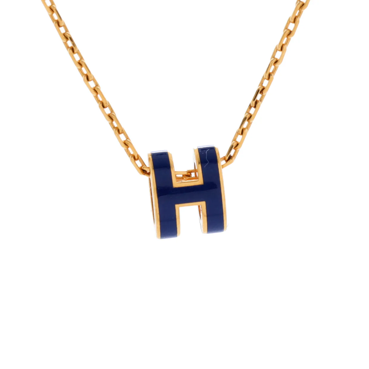 Pop H Pendant Chain Necklace Metal and Enamel - Deep Luxury